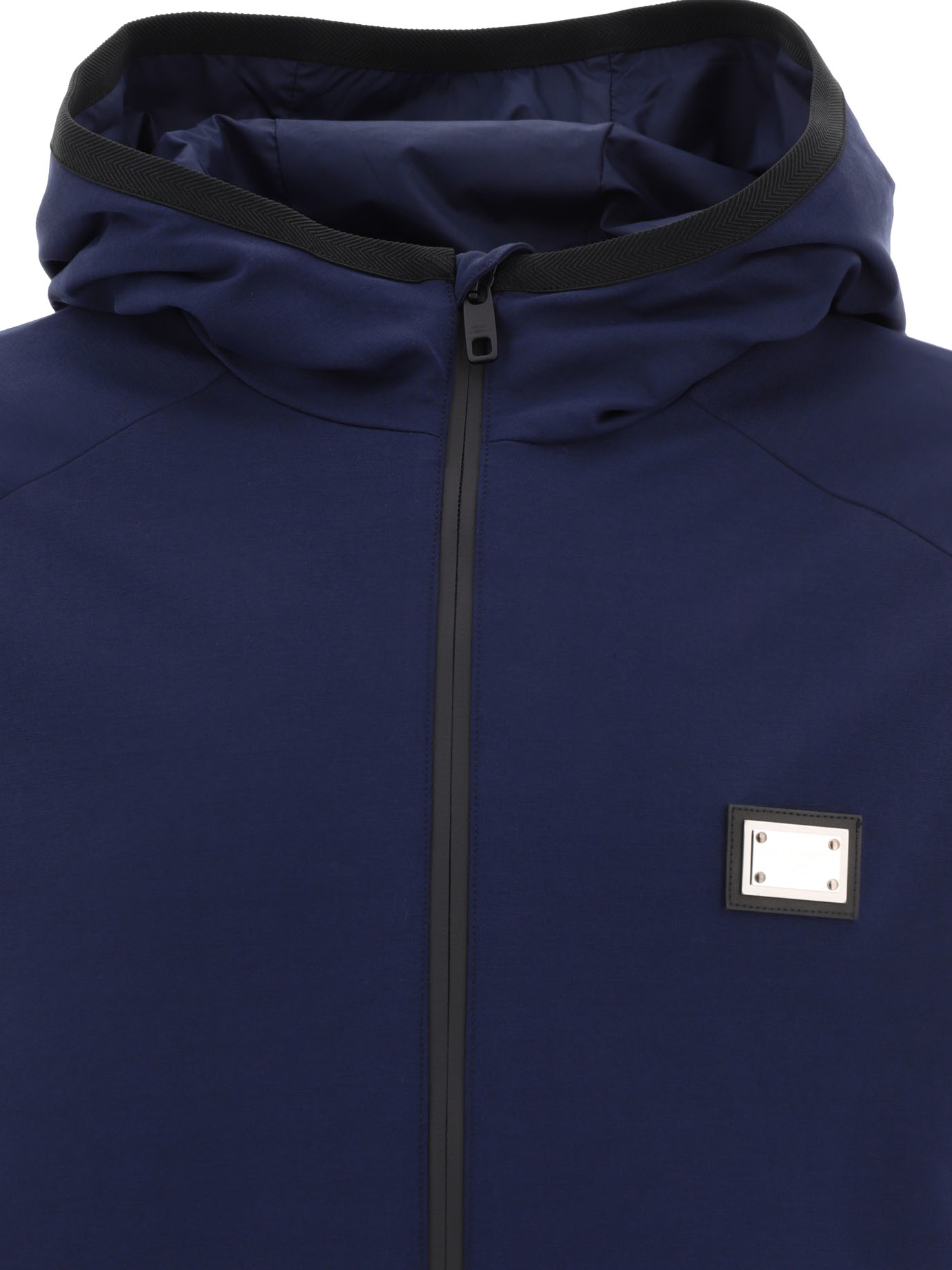 DOLCE & GABBANA Blue Jersey jacket with hood